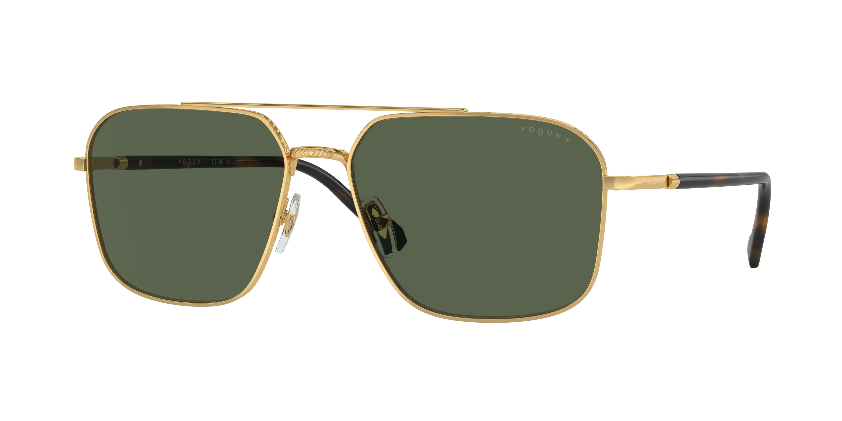 Vogue Eyewear Herren VO4289S 280/9A Sonnenbrillen Metall Gold GrüN Geometrisch Polarisiert-image